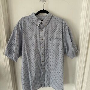 Ariat Men's Light Blue and Red Patterned Shirt